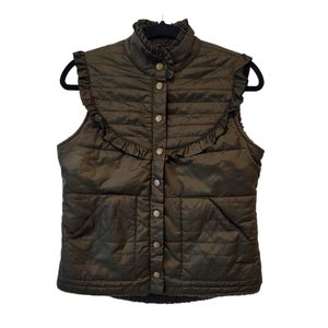 FREE PEOPLE Womens Sherpa Lined Puffer Vest XS Green Ruffles